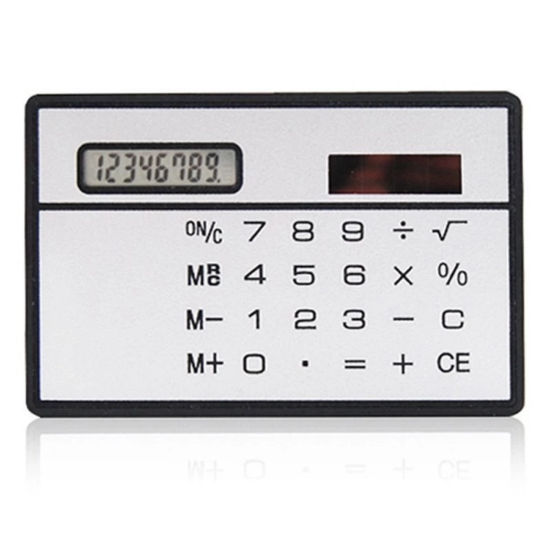 Mini calculadora Ultra delgado tarjeta de crédito tamaño 8 dígitos